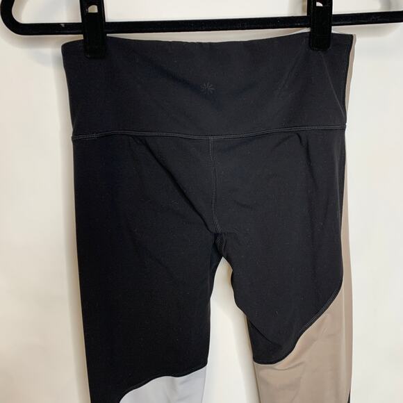 Athleta Black Taupe White Colorblock Leggings Sz Small - Picture 6 of 11